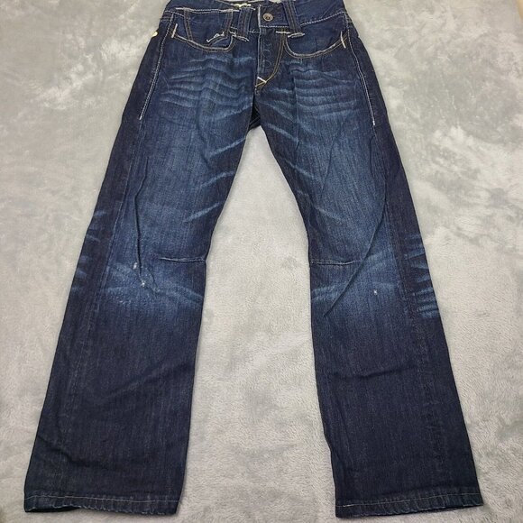 Vintage Y2K Ed Hardy Death or Glory Distressed Embroidered Baggy Jeans 30 x 34”